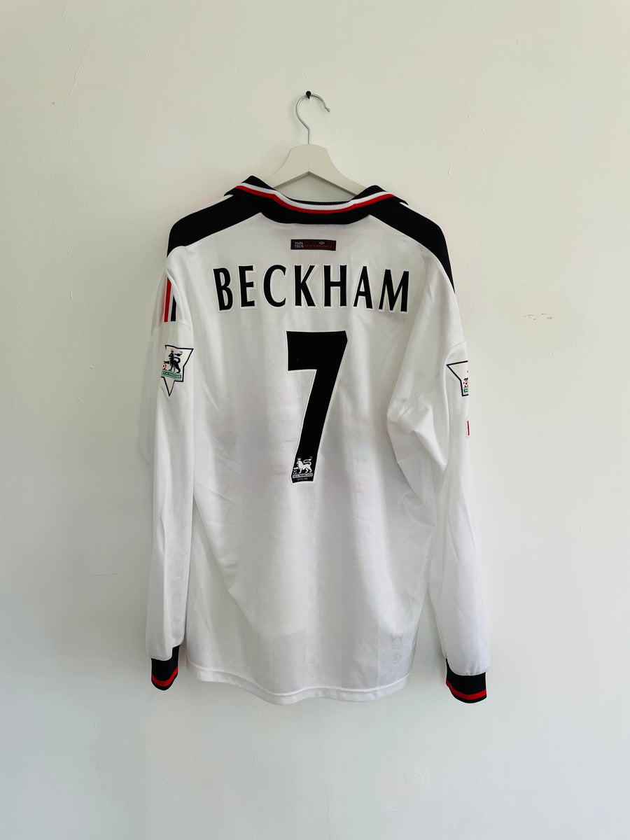 1999-00 Manchester United Away Longsleeve, Beckham #7, Very Good