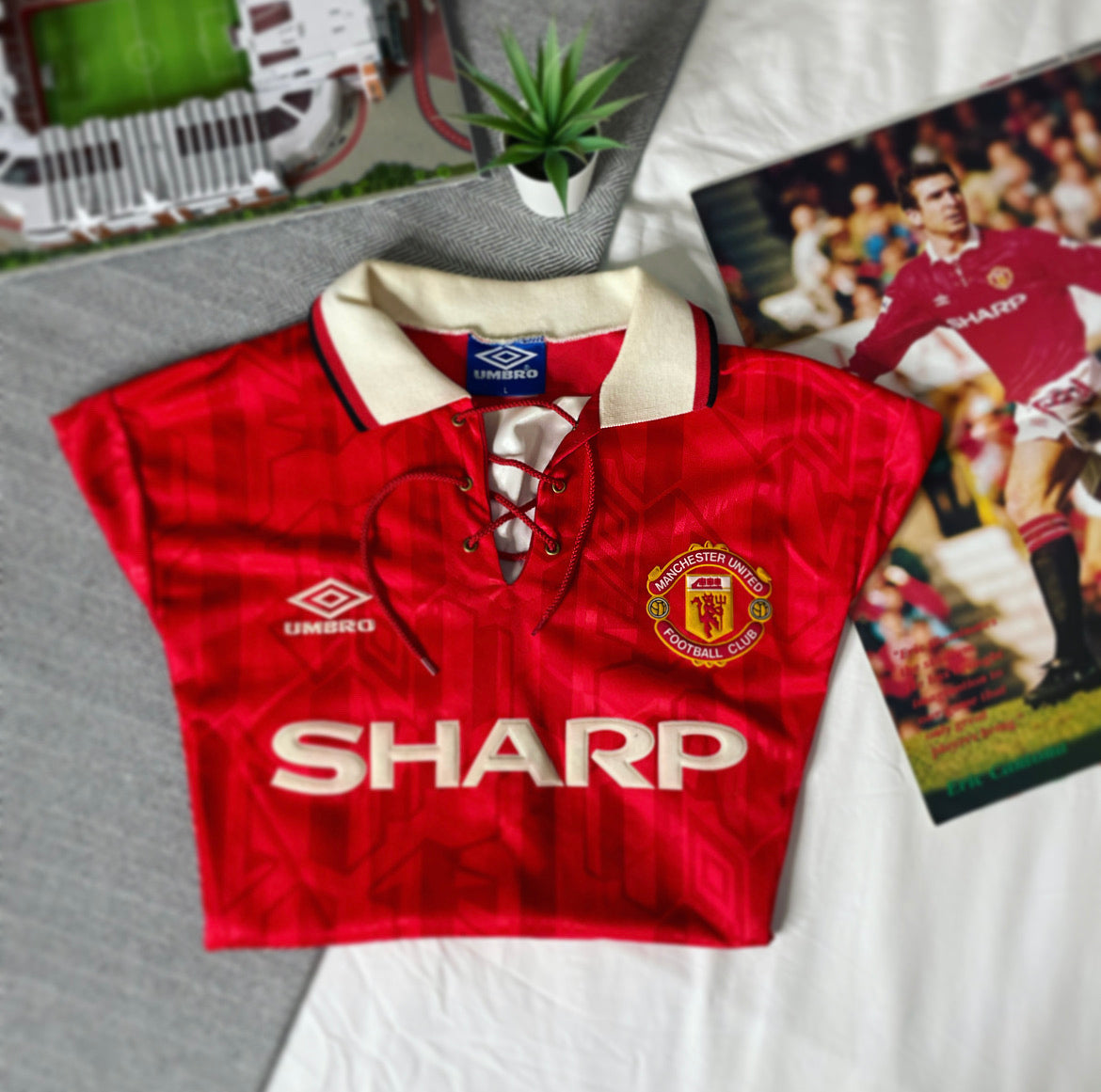 Retro Manchester United 93-94 Home Football Shirt LS #7 Eric Cantona SZ L